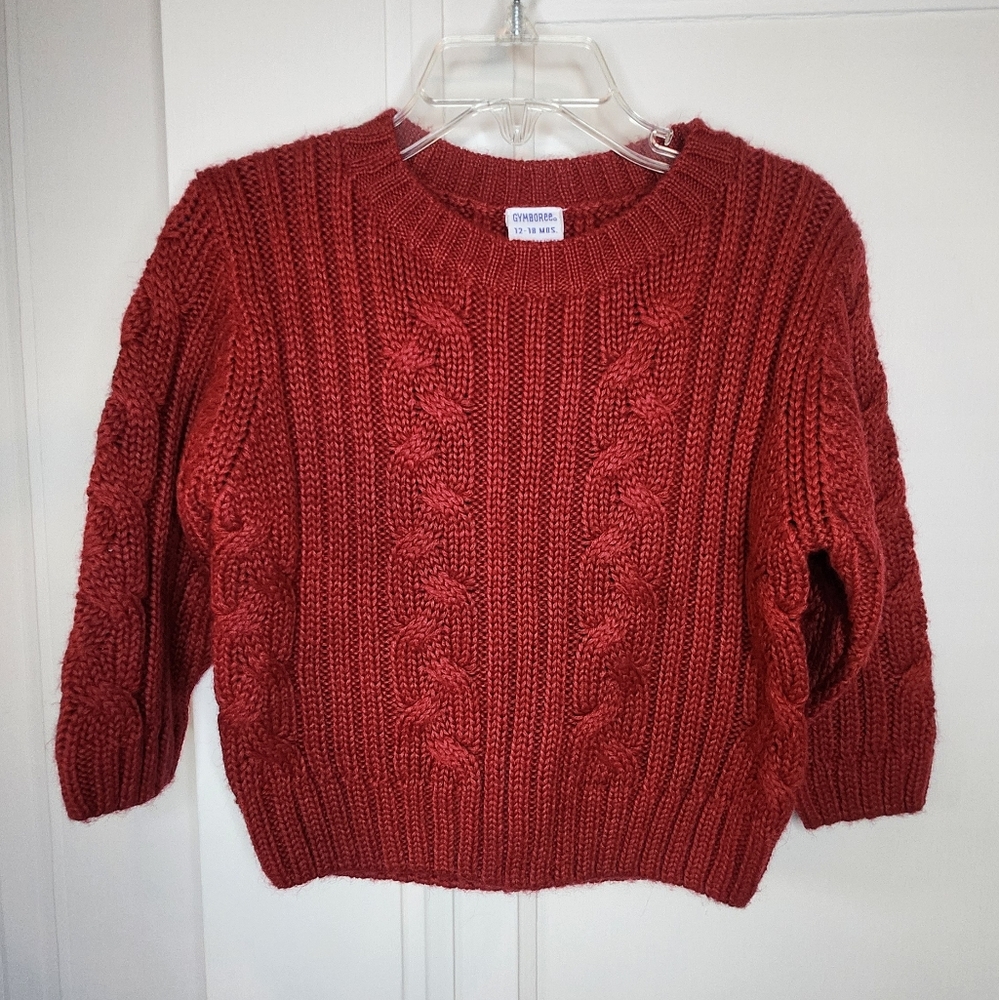 Gymboree Cable Knit Red Sweater Wool Blend Vintage 2002 Boy's Size 18-24 Months
